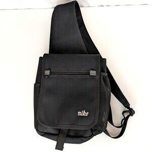 Vintage 90s Y2K Nike Crossbody Sling Bag Embroidered Logo Black Backpack
